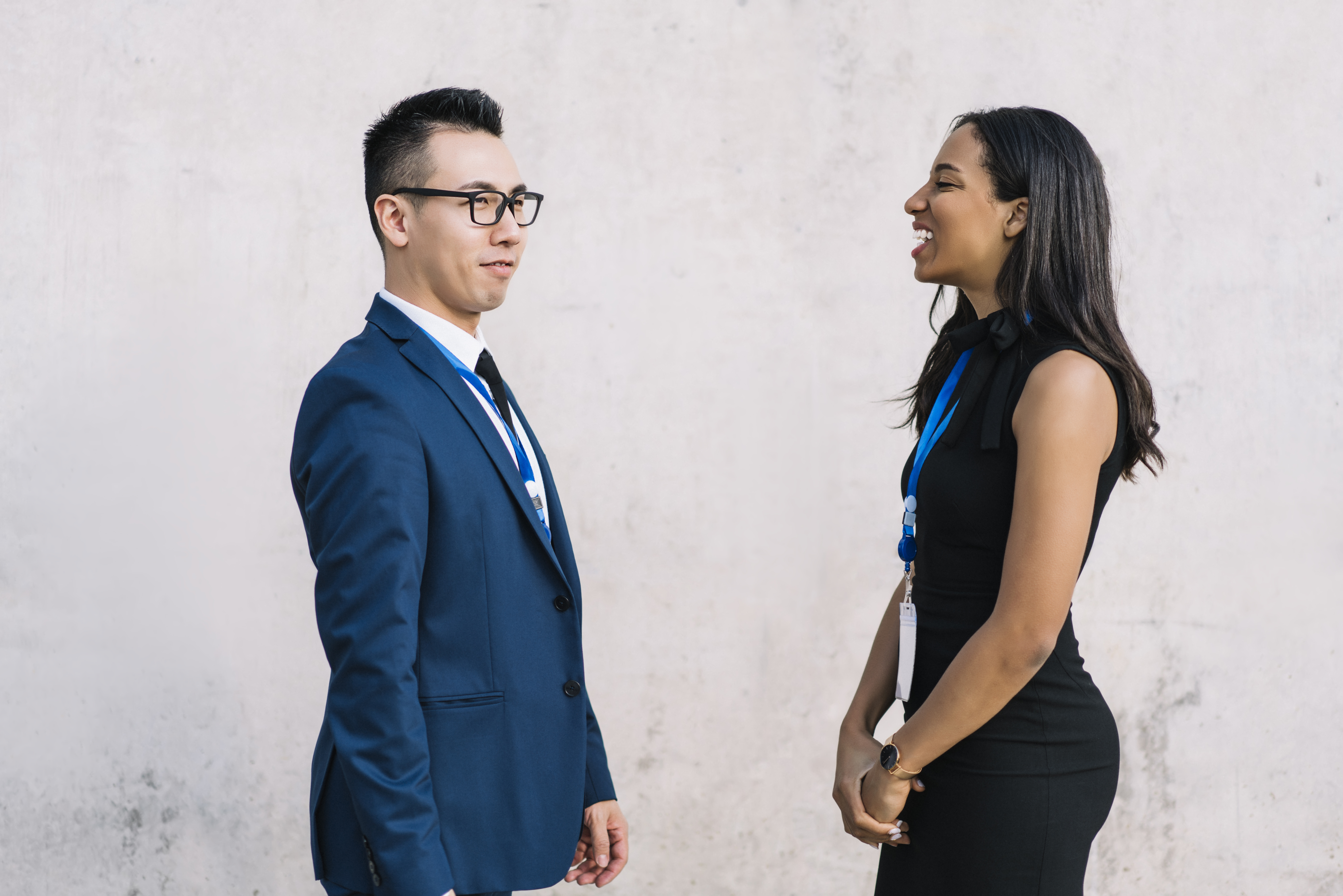 Two direct sales professionals are having an awkward conversation