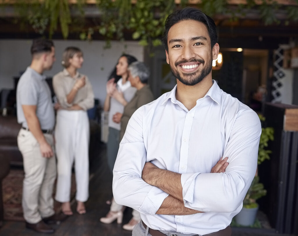 A lead generation strategist crossing their arms